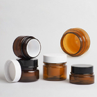 Conteneurs crèmes cosmétiques libres d'Amber Plastic BPA d'animal familier avec les couvercles noirs