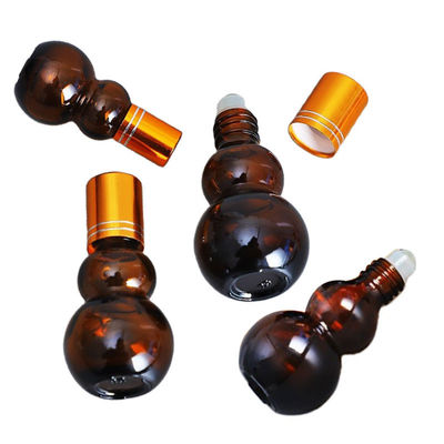 Bouteilles d'huile essentielle d'Amber Glass Odm Roll On de calebasse avec la boule de massage d'acier inoxydable